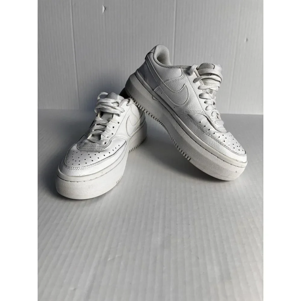 Nike Men's‎ Court Vision Alta Leather platform sneakers in triple white size 10